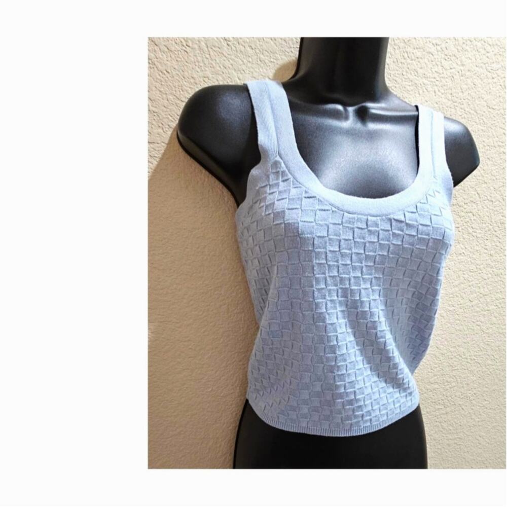Abercrombie Fitch Womens Blue Basket Weave Knit Tank Small